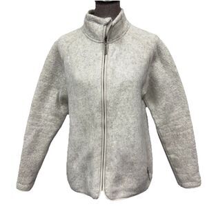 Smartwool Women's L-XL Hudson Trail Jacket Gray Fuzzy Fleece Full Zip Wool Blend